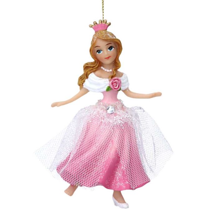 Gisela Graham Pink/White Resin Cinderella Decoration-2